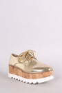 Bamboo Patent Lug Sole Lace Up Oxford Platform Wedge