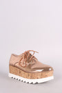 Bamboo Patent Lug Sole Lace Up Oxford Platform Wedge