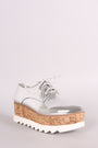 Bamboo Patent Lug Sole Lace Up Oxford Platform Wedge