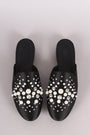 Paprika Satin Rhinestone Pearl Embellishment Slip-On Loafer Flat