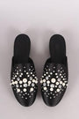 Paprika Satin Rhinestone Pearl Embellishment Slip-On Loafer Flat