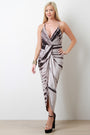 Jersey Knit Tie Dye Draped Tulip Maxi Dress