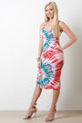 Jersey Knit Tie Dye Strappy Halter Midi Dress