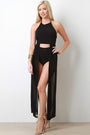 Side Chiffon Drape Two Piece Set