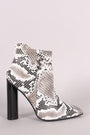Qupid Python Pointy Toe Chunky Heeled Ankle Boots