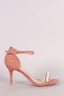 Qupid Suede Faux Pearl Accent Ankle Strap Dress Heel