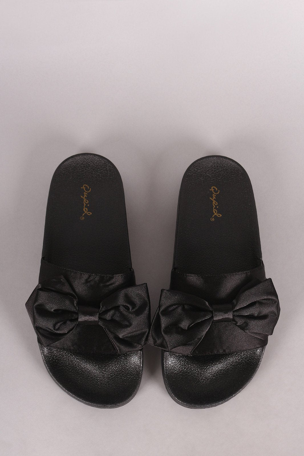 Qupid Satin Bow Accent Slide Sandal