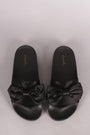 Qupid Satin Bow Accent Slide Sandal