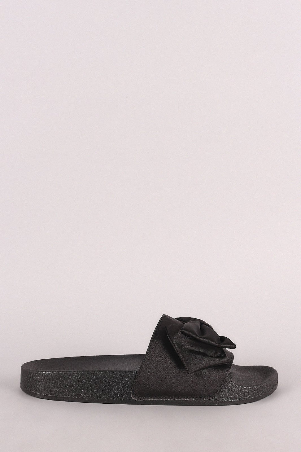 Qupid Satin Bow Accent Slide Sandal