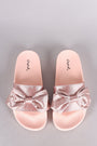 Qupid Satin Bow Accent Slide Sandal