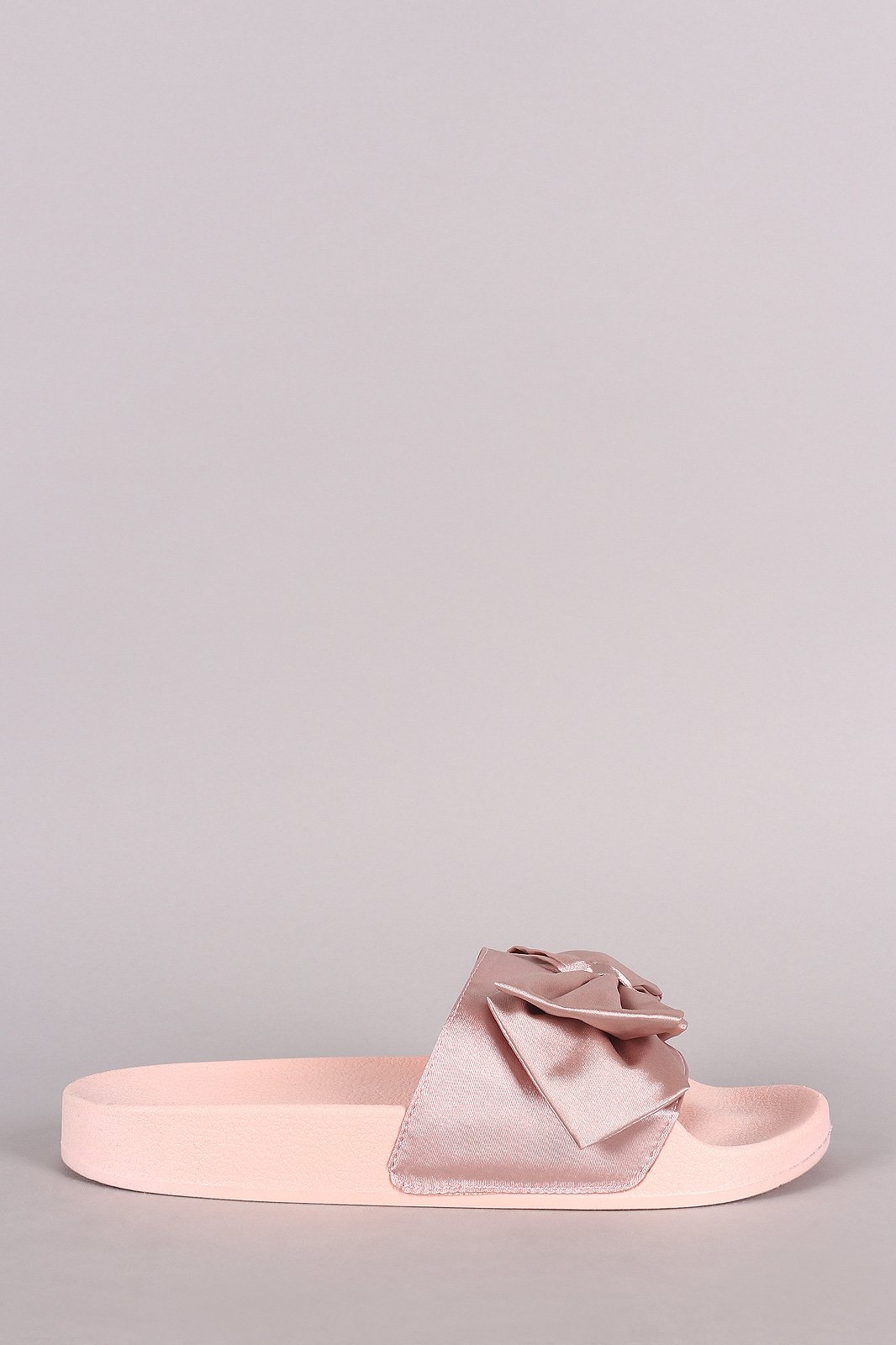 Qupid Satin Bow Accent Slide Sandal