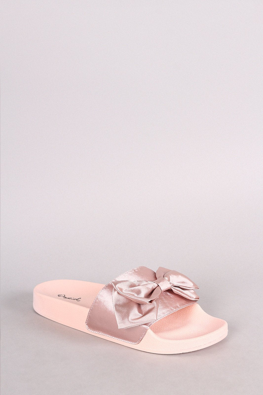 Qupid Satin Bow Accent Slide Sandal