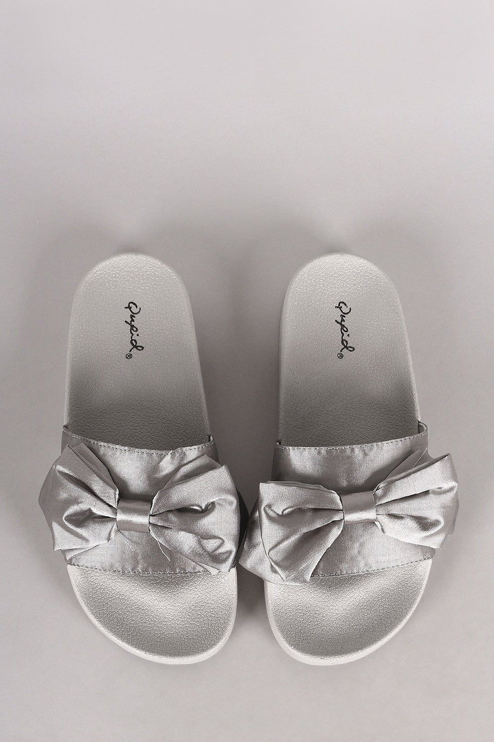 Qupid Satin Bow Accent Slide Sandal