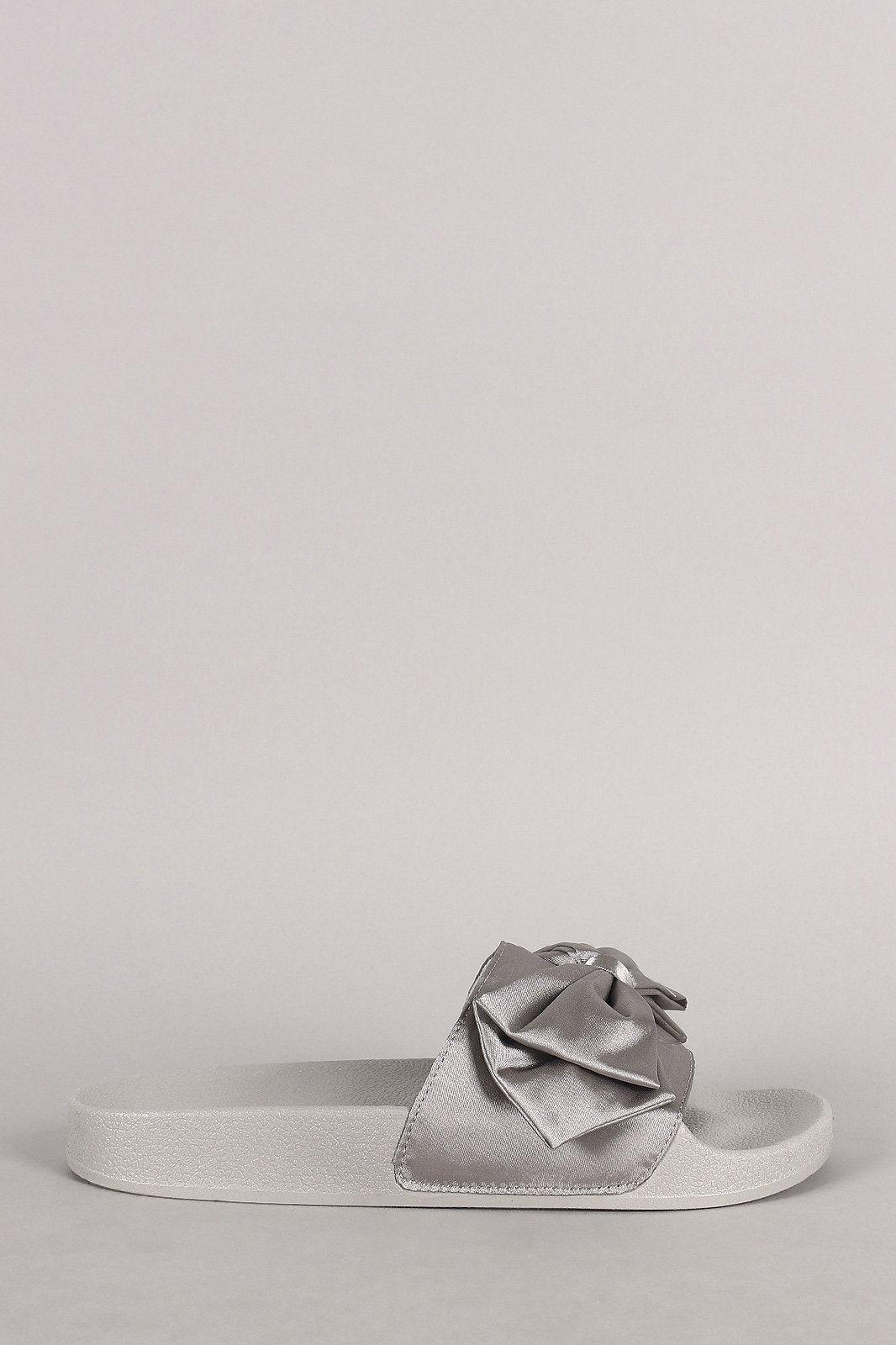 Qupid Satin Bow Accent Slide Sandal