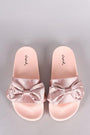 Qupid Satin Bow Accent Slide Sandal