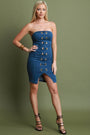 Eyelet Tube Denim Jean Bodycon Dress