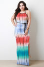 Jersey Knit Tie-Dye Strappy Maxi Dress