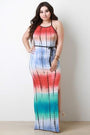 Jersey Knit Tie-Dye Strappy Maxi Dress