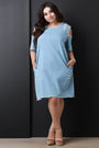 Frayed Denim Cold Shoulder Shift Dress - NoveltyOne