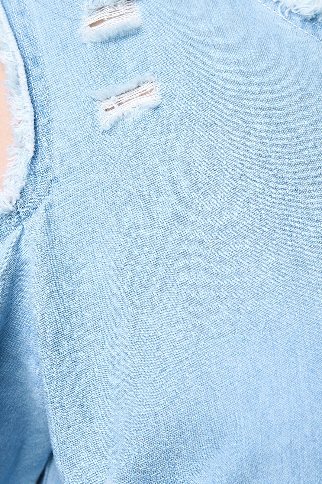 Frayed Denim Cold Shoulder Shift Dress - NoveltyOne