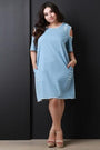 Frayed Denim Cold Shoulder Shift Dress - NoveltyOne