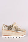 Glitter Stars Lace Up Espadrille Oxford Flatform Wedge