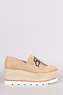 Embroidered Floral Suede Espadrille Flatform Loafer