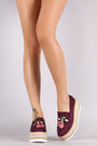 Embroidered Floral Suede Espadrille Flatform Loafer