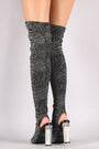 Glitter Patterned Clear Heeled Over-The-Knee Boots