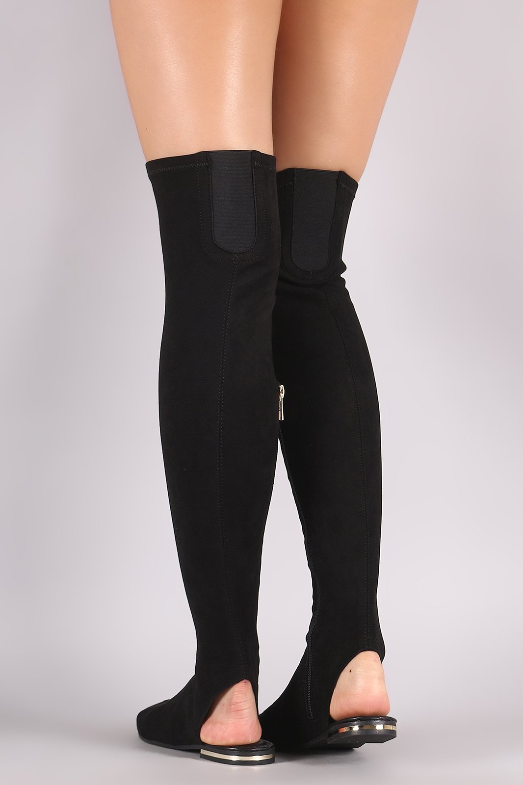 Bamboo Suede Over-The-Knee Sandal Boots