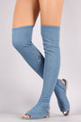 Bamboo Denim Over-The-Knee Sandal Boots