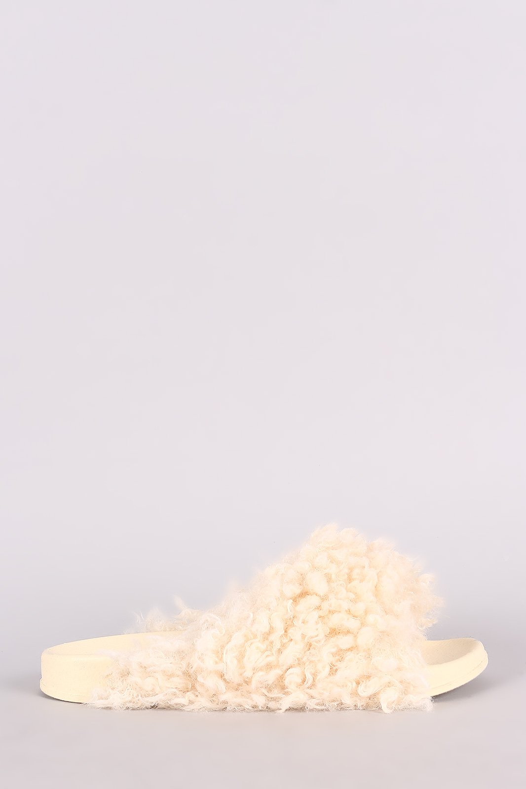 Bamboo Curly Shearling Fur Slide Sandal