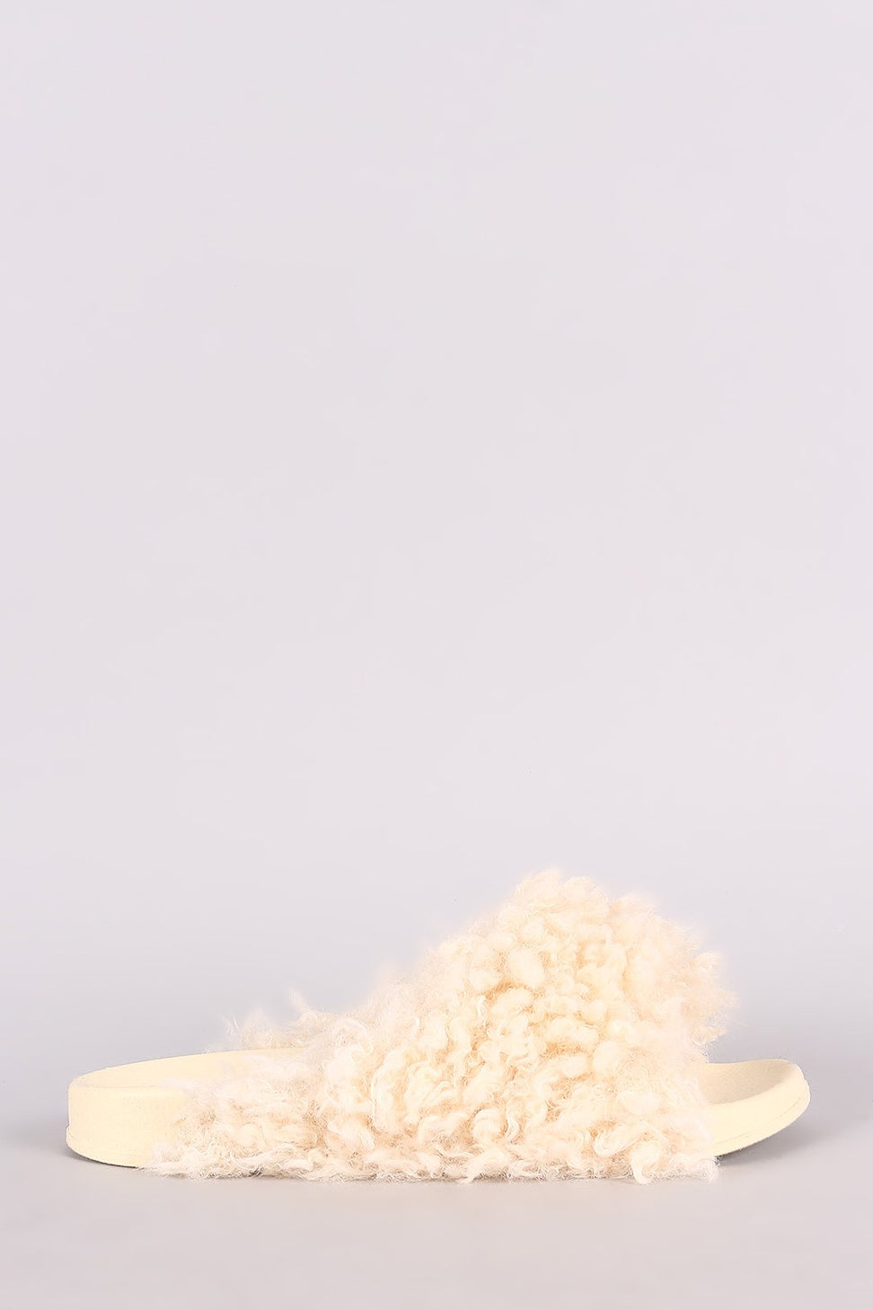 Bamboo Curly Shearling Fur Slide Sandal