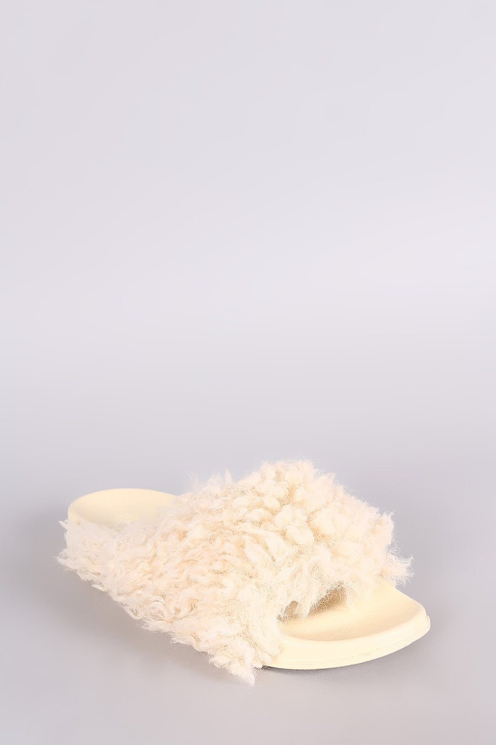 Bamboo Curly Shearling Fur Slide Sandal