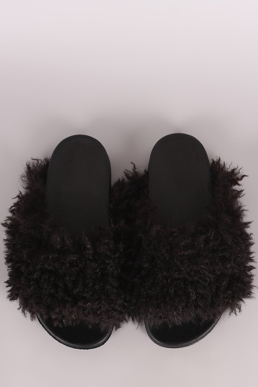 Bamboo Curly Shearling Fur Slide Sandal