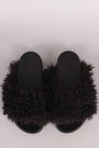 Bamboo Curly Shearling Fur Slide Sandal