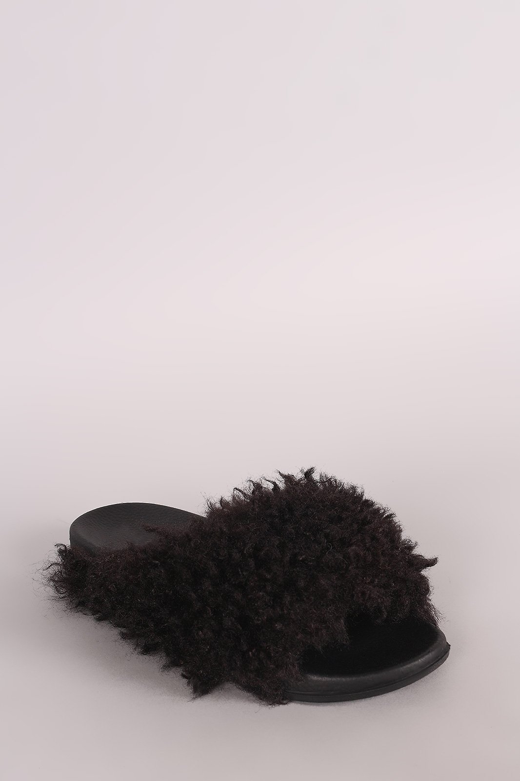 Bamboo Curly Shearling Fur Slide Sandal