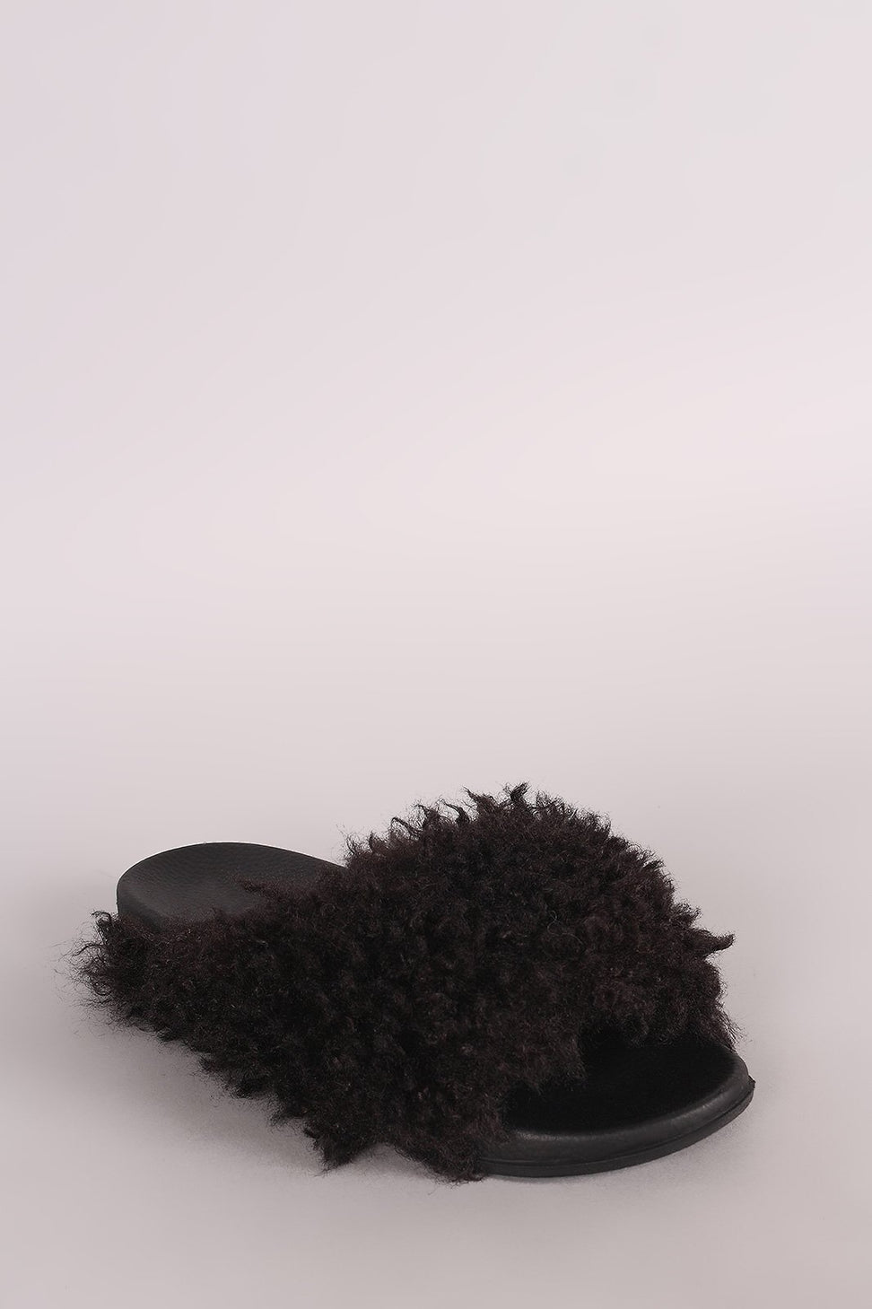 Bamboo Curly Shearling Fur Slide Sandal