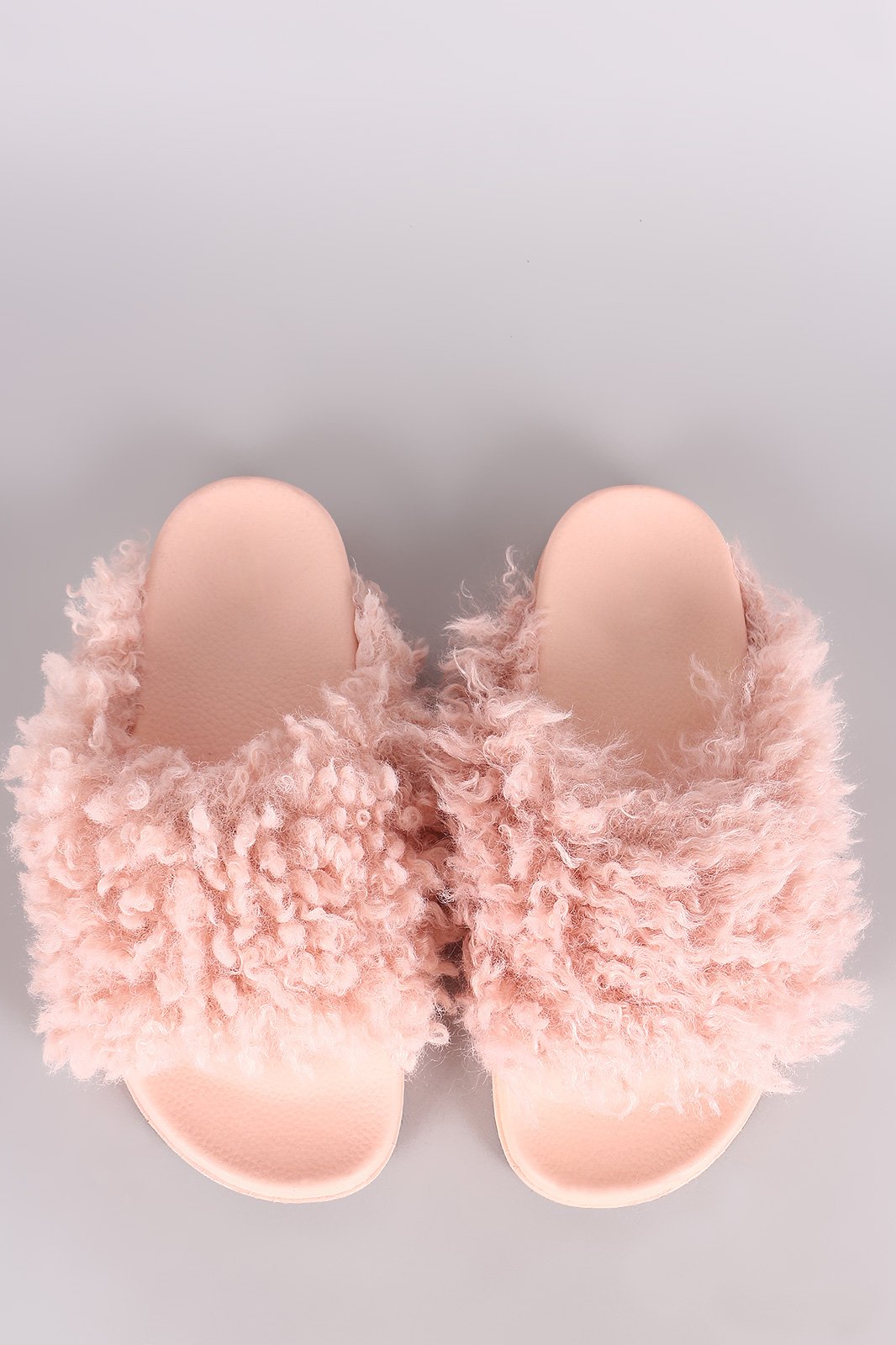 Bamboo Curly Shearling Fur Slide Sandal