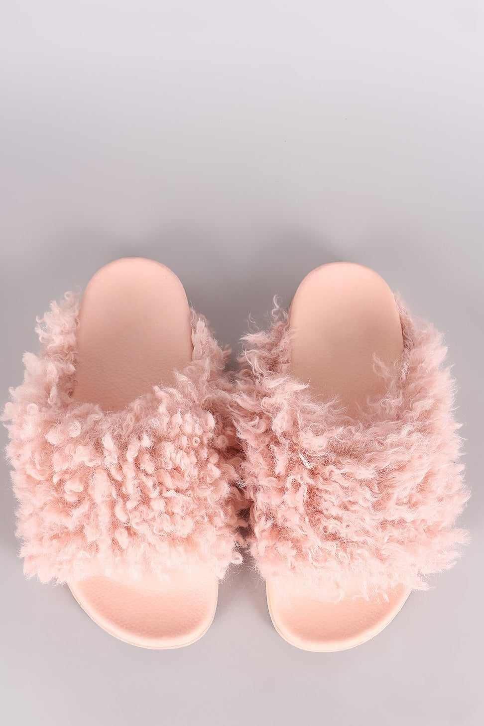 Bamboo Curly Shearling Fur Slide Sandal