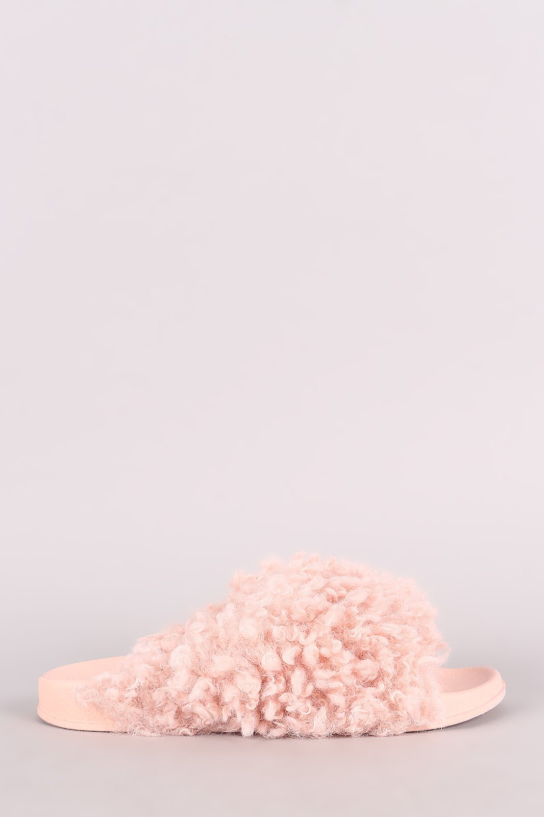 Bamboo Curly Shearling Fur Slide Sandal