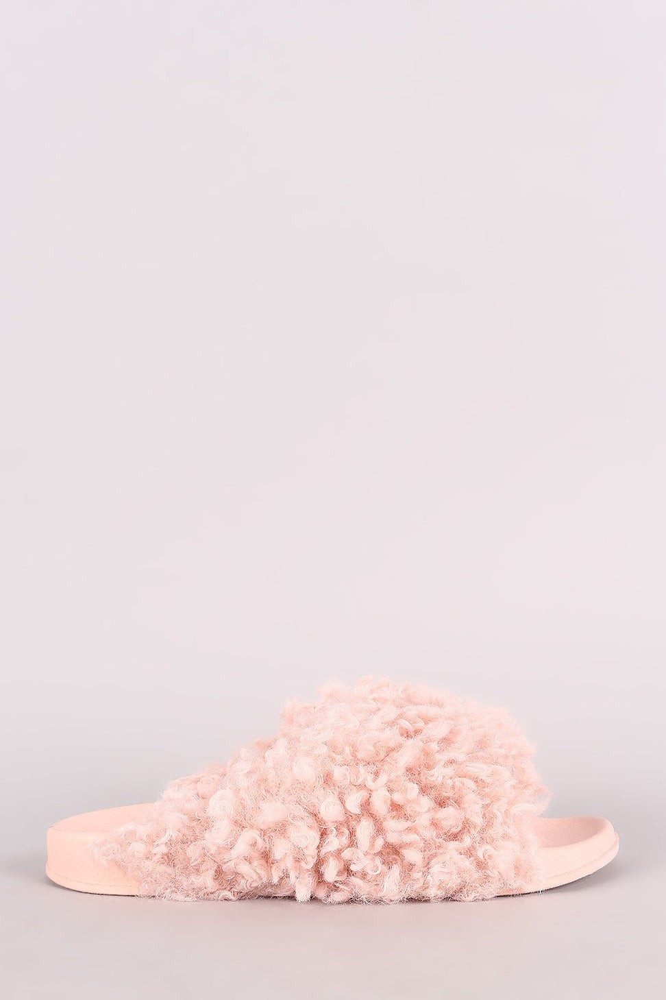 Bamboo Curly Shearling Fur Slide Sandal