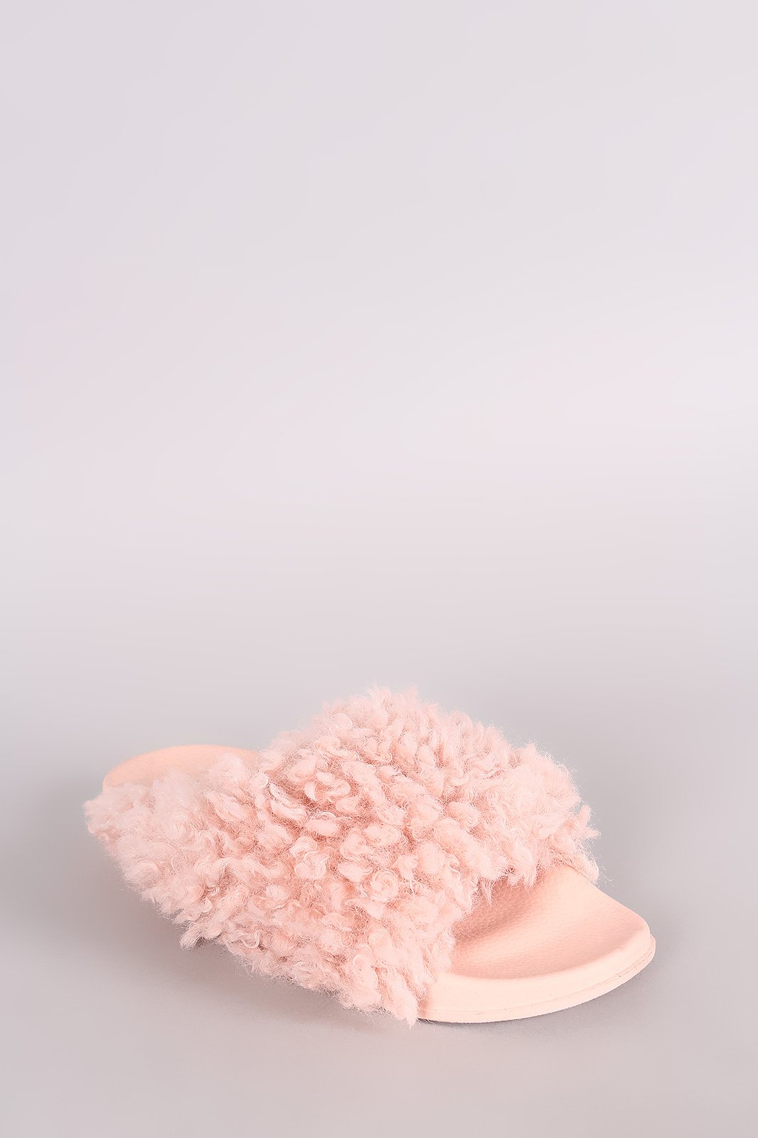 Bamboo Curly Shearling Fur Slide Sandal