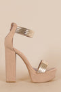 Bamboo Nubuck Metallic Accent Ankle Strap Chunky Platform Heel