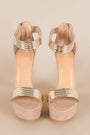 Bamboo Nubuck Metallic Accent Ankle Strap Chunky Platform Heel