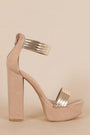 Bamboo Nubuck Metallic Accent Ankle Strap Chunky Platform Heel