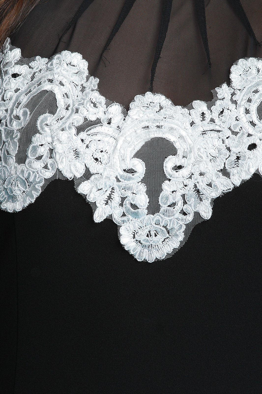 Mock Neck Crochet Mesh Midi Dress - NoveltyOne