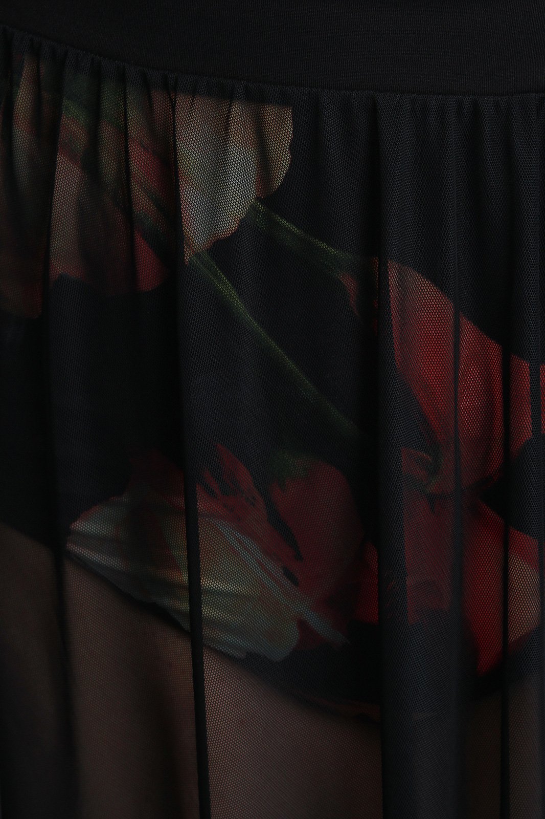 High Waisted Draped Hem Mesh Maxi Skirt