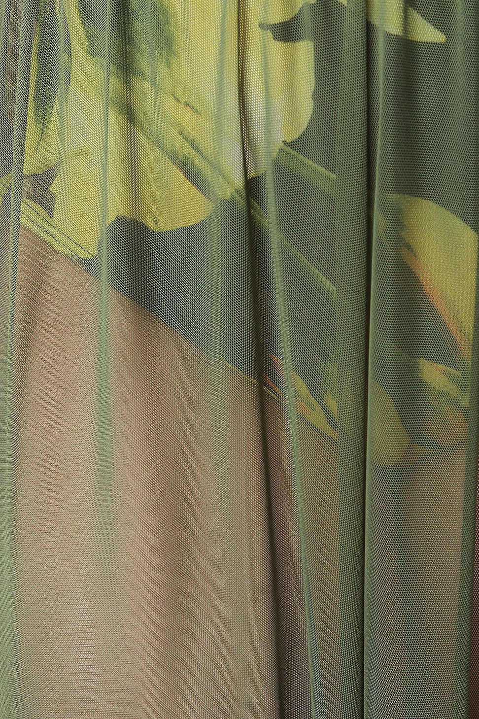 High Waisted Draped Hem Mesh Maxi Skirt