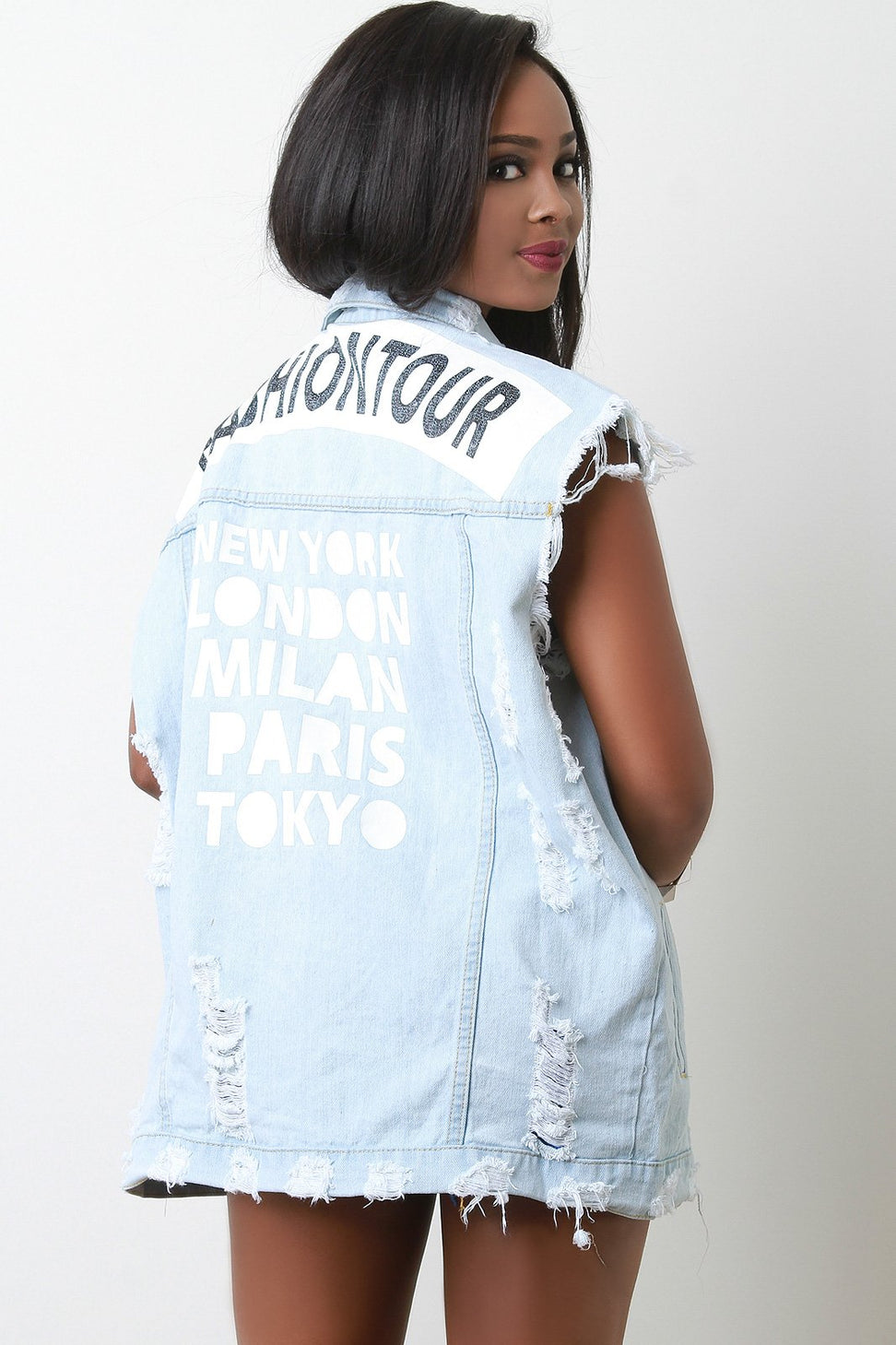 Fashion Tour Frayed Denim Vest